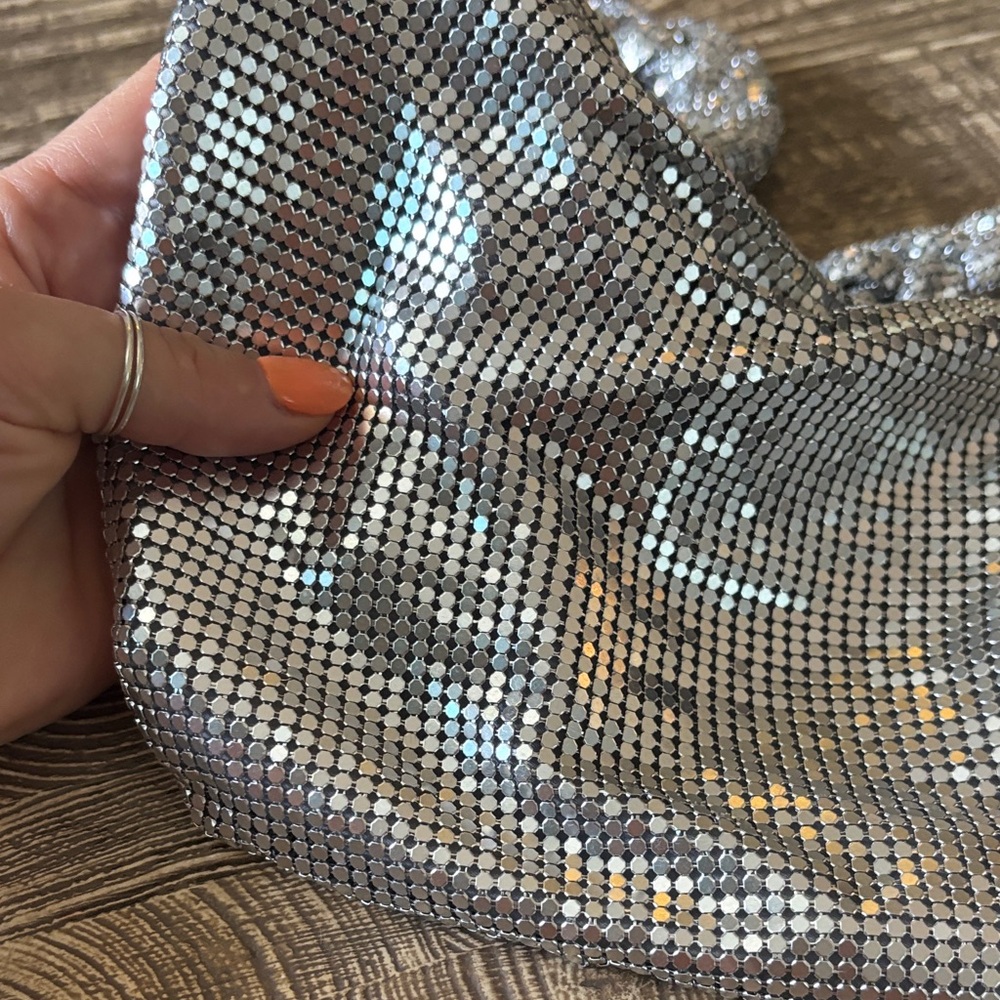 Zara Silver Sequined Shoulder Bag with Braided Strap - Picture 2 of 4